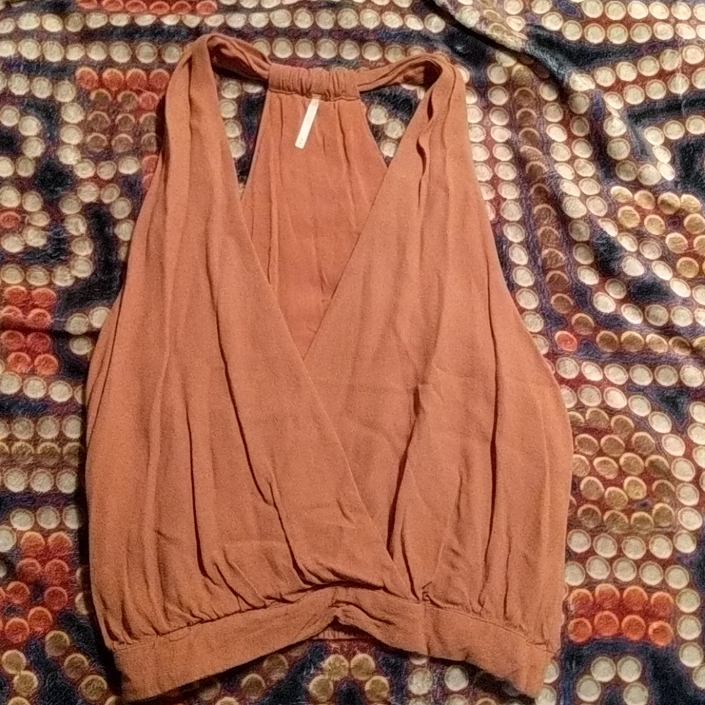 Free People rust wrap blouse